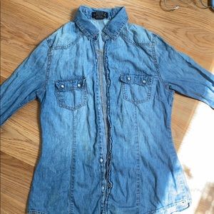 Blue denim button up